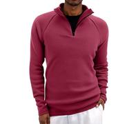 Felpa con Zip a Un Quarto Fleece da Uomo Autunno e Inverno Tinta Unita Collo Alto Maniche Lunghe Senza Cappuccio Maglia Casual Semplice Eleganti Slim Fit Leggera Maglie per Il Tempo Libero