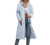 Felpa con zip da donna lunga a maniche lunghe, tinta unita, calda, elegante, con cappuccio e cerniera, con tasca con cappuccio e cappuccio, casual, taglie grandi, autunno inverno, Cenere chiaro, XL
