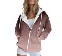 Felpa con zip da donna, taglia grande, felpa con cappuccio da donna, a maniche lunghe, con cappuccio casual, tinta unita, cardigan chic ed elegante, cappotto sportivo per fitness all'aperto
