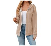 Felpa con zip da donna, taglia grande, felpa con cappuccio da donna, calda, a maniche lunghe, con cappuccio, casual, tinta unita, cardigan chic ed elegante, cappotto sportivo per fitness all'aperto