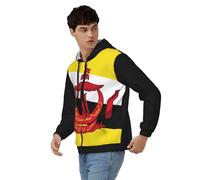 Felpa con Zip da Uomo Brunei Bandiera Nazionale Classico Comodo Top con Zip Giacca A Maniche Lunghe con Polsini A Coste Ideale per Il Weekend Stile Classico del Regno Unito Felpe da Lavoro