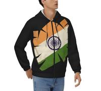 Felpa con Zip da Uomo India Bandiera Nazionale Classico Comodo Top con Zip Giacca A Maniche Lunghe con Polsini A Coste Ideale per Il Weekend Stile Classico del Regno Unito Felpe da Lavoro