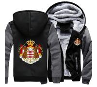 Felpa Con Zip Da Uomo Regno Di Monaco Emblema Nazionale Giacca In Pile Classico Comodo Top Giacca A Maniche Lunghe Polsini A Coste Ideale Per Il Weekend Stile Classico Del Regno Unito Lavoro