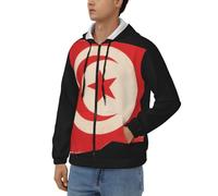 Felpa con Zip E Cappuccio Felpe con Zip Tunisia Bandiera Nazionale Stile Classico del Regno Unito Felpe da Lavoro