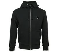Fred Perry - Felpa nera con zip e cappuccio-Nero M