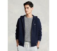 Felpa con zip in cotone con logo ricamato Blu M Tinta unita