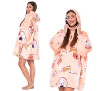 Felpa Coperta Copertina 2in1 Oversize Cappuccio Sherpa Spessa Rosa a Sushi