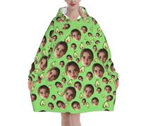 Felpa Coperta indossabile Personalizzata Avocado coperta vestaglia pile con maniche donna Personalizzato con Foto del viso felpe oversize Flanella plaid con maniche per uomo idea regalo donne