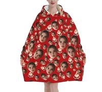 Felpa Coperta indossabile Personalizzata Panda coperta vestaglia pile con maniche donna Personalizzato il tuo con Foto del viso felpe oversize Flanella plaid con maniche per uomo idea regalo donne