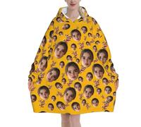 Felpa Coperta indossabile Personalizzata Panda coperta vestaglia pile con maniche donna Personalizzato il tuo con Foto del viso felpe oversize Flanella plaid con maniche per uomo idea regalo donne