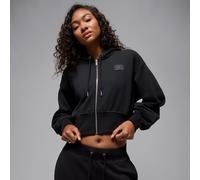 Felpa corta con cappuccio e fodera in satin Jordan Flight Fleece - Donna - Nero XXL (IT 56-58)