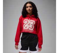 Felpa corta con cappuccio e fodera in satin Jordan Flight Fleece - Donna - Rosso XXL (IT 56-58)