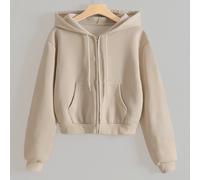 Felpa corta con chiusura lampo, spalle a caduta e coulisse, foderata termicamente, maniche lunghe, adatta per laurea, insegnanti, rientro a scuola in autunno L,M,S,XL,XSColore unicoTessuto