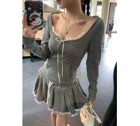 Felpa Corta Fairycore Vintage Con Mini Gonna Set 2 Pezzi Donna S M L