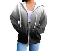 Felpa Cotone Donna con Zip, Felpe Aperte Donna Sportiva Casual con Coulisse Felpe Manica Lunga Tasca con Cerniera E Stampa a Lettere con Cappuccio Sportiva Casual