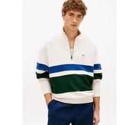 Felpa Country Club con mezza zip Bianco XXL A righe