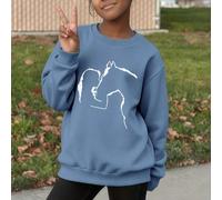 Felpa da bambina, 100% cotone, disponibile nei colori nero/grigio/grigio chiaro/albicocca/verde/blu/rosso. Caratterizzata da un motivo minimalista a testa di cavallo, questa felpa girocollo foderata i