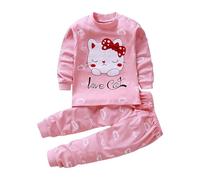 Felpa da bambina a maniche lunghe Top e pantaloni con motivo gatto per bambine da 0 a 9 anni Abbigliamento per bambini 3 6 mesi, rosa intenso, 5-6 Jahre