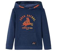 Felpa da Bambino con Cappuccio Blu Marino Mélange e Arancione 116