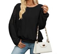 Felpa da donna a maniche lunghe allentata traforata tinta unita casual | Camicia a blocchi di colore da donna, con risvolto button down per top, camicia di jeans a maniche lunghe, camicetta ampia