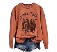 Felpa da donna a maniche lunghe casual con grafica Witch Coven, Grigio, S