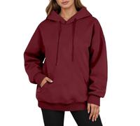 Felpa da donna a maniche lunghe con bottoni e cappuccio con pizzo,Felpe donna con cappuccio,Abbigliamento Donna, Rosso Vino 01, XXX-Large