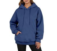 Felpa da donna a maniche lunghe con bottoni e cappuccio con pizzo,Felpe donna con cappuccio,Abbigliamento Donna, 01 Marina, XXX-Large