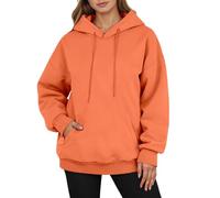 Felpa da donna a maniche lunghe con bottoni e cappuccio con pizzo,Felpe donna con cappuccio,Abbigliamento Donna, 01 arancione, XXX-Large