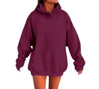 Felpa da donna a maniche lunghe con cappuccio con laccio,Felpe donna con cappuccio,Felpa Donna,Giacche Donna,Felpa con cappuccio Donna Giacca, 01 Rosso 04, XS