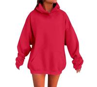 Felpa da donna a maniche lunghe con cappuccio con laccio,Felpe donna con cappuccio,Felpa Donna,Giacche Donna,Felpa con cappuccio Donna Giacca, 01 Rosso 03, XXX-Large
