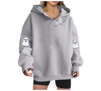 Felpa da donna a maniche lunghe con cappuccio, vestibilità ampia, per festival, Halloween, inverno, autunno 2025, A-357 Grigio, XXL