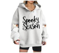 Felpa da donna a maniche lunghe con cappuccio, vestibilità ampia, per festival, Halloween, inverno, autunno 2025, B-90 Bianco, M
