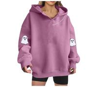 Felpa da donna a maniche lunghe con cappuccio, vestibilità ampia, per festival, Halloween, inverno, autunno 2025, A-357 Rosa, M