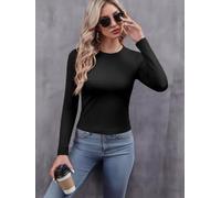 Felpa da donna a maniche lunghe tinta unita, pullover classico morbido | Felpa traspirante da donna a maniche lunghe, mantiene una sensazione accogliente nelle fredde giornate primaverili e