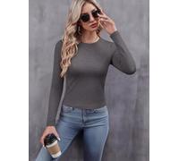 Felpa da donna a maniche lunghe tinta unita, pullover classico morbido | Felpa traspirante da donna a maniche lunghe, mantiene una sensazione accogliente nelle fredde giornate primaverili e