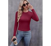 Felpa da donna a maniche lunghe tinta unita, pullover classico morbido | Felpa traspirante da donna a maniche lunghe, mantiene una sensazione accogliente nelle fredde giornate primaverili e