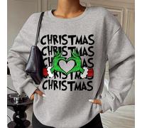 Felpa da donna a tema natalizio "Face at Rest", pile spazzolato, misto cotone, spalle scese, autunno/inverno, tessuto spesso, calda fodera in pile, vestibilità ampia, stile casual, design versatile pe