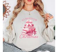 Felpa da donna All Booked For Christmas Book Lover maglione da donna per le...