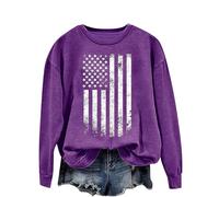 Felpa da donna alla moda casual con stampa a lettere a maniche lunghe girocollo felpa oversize da donna, Viola, S