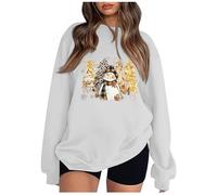 Felpa da donna alla moda casual stampata girocollo manica lunga felpa senza cappuccio top comoda elegante loungewear t-shirt alternativa a maniche lunghe felpe con cappuccio nero, Bianco-ba, XXL