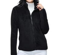 Felpa da donna ampia con cerniera a collo alto e fodera in velluto, tessuto ispessito ideale per tutti i giorni, vacanze, club e uso domestico per tutte le stagioni (L nero)