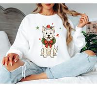 Felpa da donna Christmas Westie Dog Holiday Babbo Natale Hat maglione da donna