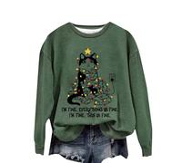 Felpa da donna comoda tinta unita 2026 top da donna con scritta in inglese "I'm Everything'S I'M And That's", felpa con stampa grafica girocollo pullover maglione lungo abbigliamento sportivo per