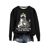 Felpa da donna comoda tinta unita 2026 top da donna con scritta in inglese "I'm Everything'S I'M And That's", felpa con stampa grafica girocollo pullover maglione lungo abbigliamento sportivo per