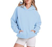 Felpa da donna comoda tinta unita felpa con cappuccio da donna felpa con cappuccio a maniche lunghe con tasca a spalla goccia pullover top abbigliamento sportivo per abiti da allenamento all'aperto