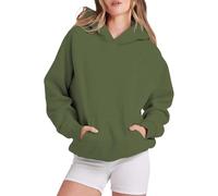 Felpa da donna comoda tinta unita felpa con cappuccio da donna felpa con cappuccio a maniche lunghe con tasca a spalla goccia pullover top abbigliamento sportivo per abiti da allenamento all'aperto