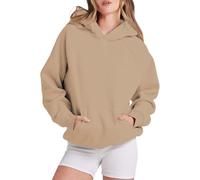Felpa da donna comoda tinta unita felpa con cappuccio da donna felpa con cappuccio a maniche lunghe con tasca a spalla goccia pullover top abbigliamento sportivo per abiti da allenamento all'aperto