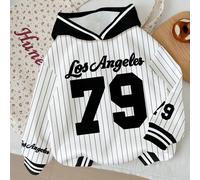 Felpa da donna con blocchi di colore nero e stampa del numero 79, adatta per autunno/inverno, abbigliamento autunnale per donna L,M,S,XL,XS,XXL,XXS,XXXL,XXXXLGeometrico,LettereTessuto in maglia