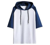 Felpa da donna con cappuccio a maniche corte, tinta unita, con cappuccio, sweatshirt alla moda, con cappuccio, comoda, con cappuccio, taglia grande, comoda, in cotone, blusa, estiva, classica, top
