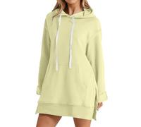 Felpa da donna con cappuccio, con tasche, lunga felpa da donna, calda, con cappuccio, vestibilità comoda, in pile, Y2K, per attività all'aria aperta, per il tempo libero, beige., XXXXXL